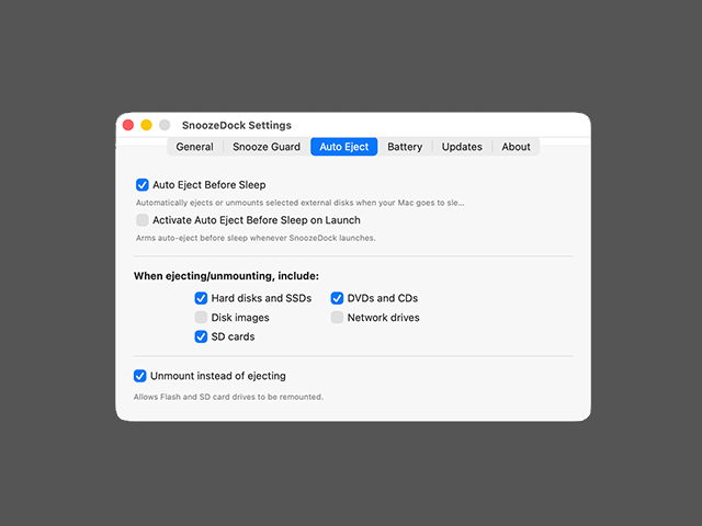Auto Eject Settings